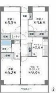 目黒本町マンション【7階】の間取り