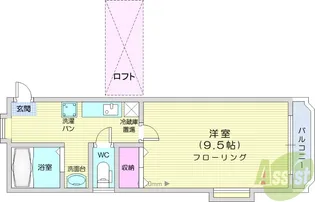 ホワイトキャッスル遠見塚14番館【1階】の間取り