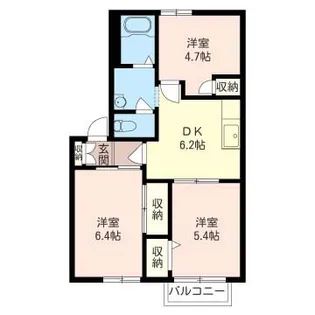 ヒルサイド三田B【2階】の間取り