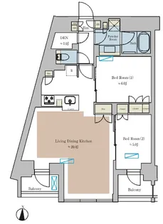 Brillia ist 池尻大橋【4階】の間取り