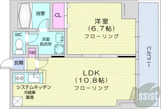 アルファスクエア大通東3【3階】の間取り