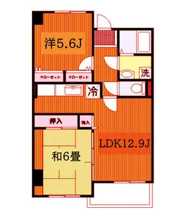 2LDKの間取り画像