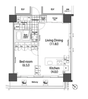 パークハビオ赤坂タワー【19階】の間取り