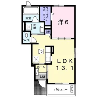 アベニール鬼無A【1階】の間取り