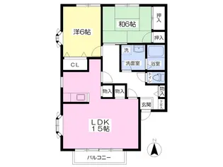 ニューメゾンド・クレール B【2階】の間取り