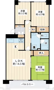 入船西エステート【5階】の間取り