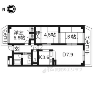 ヴィラージュ樟葉【4階】の間取り