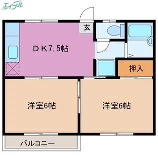 福嶋ハイツ【2階】の間取り