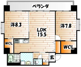 ラ・ヴェリテ鍛冶町【7階】の間取り