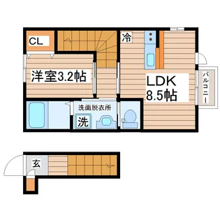 宮城県仙台市太白区根岸町【アパート】の間取り