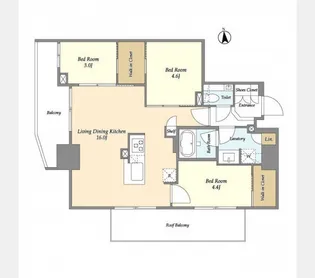 オーキッドレジデンス渋谷富ヶ谷【12階】の間取り