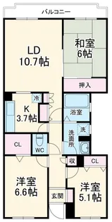 ビューパレー船橋三番街【4階】の間取り