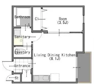 大阪府大阪市東住吉区鷹合2【アパート】の間取り