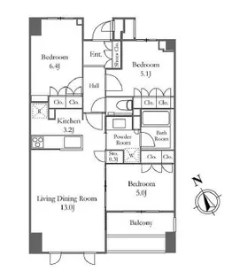 プラウド東京八丁堀【3階】の間取り