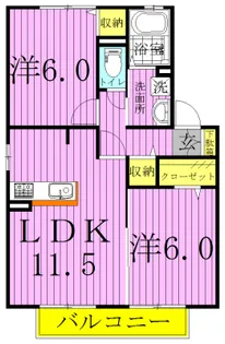 グラシューズII【2階】の間取り