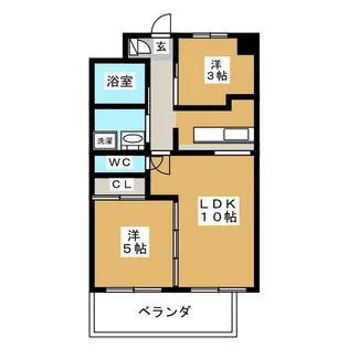 シャンブル・ドゥ・ボヌール【1階】の間取り