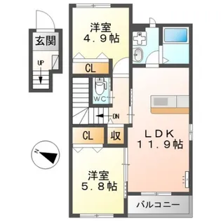 ラ・カーサ・フェリーチェ【2階】の間取り