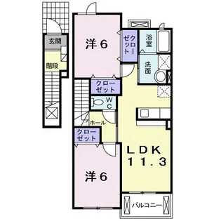 フラワーストリートハウスA【2階】の間取り