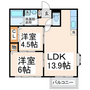 サンハイツヨシモトII【2階】の間取り