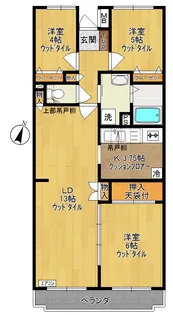 イルテット栗谷【1階】の間取り