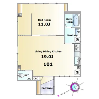 コーポワガツマ【1階】の間取り