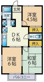 スカイハイツA棟【1階】の間取り