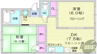コーポ石橋B【1階】の間取り