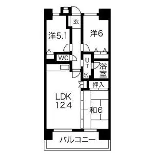 元今泉レジデンス【14階】の間取り