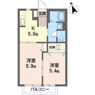 プレッセ山根C【1階】の間取り