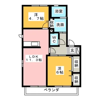 サニーハイツ朝宮【2階】の間取り