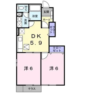 パークサイド池端B【1階】の間取り