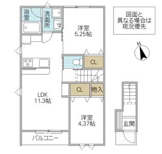 レーガベーネ元吉田 B【2階】の間取り