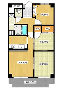 サンメゾン忍海【1階】の間取り