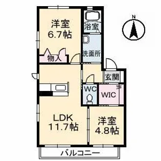 シャーメゾン クレセオ長門【2階】の間取り