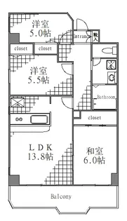 東京都江東区冬木【マンション】の間取り