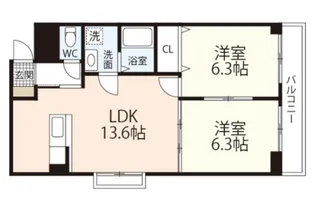 ホワイトストーン白石【6階】の間取り