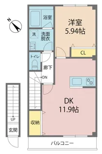徳島県阿南市羽ノ浦町古庄大坪原【アパート】の間取り