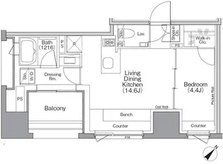 ザ・パークハビオSOHO横浜関内【2階】の間取り