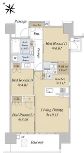 シティハウス巣鴨【8階】の間取り