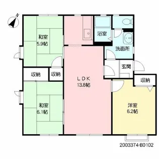 メゾンパークサイドB棟【1階】の間取り