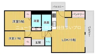 エバーグリーン門真【1階】の間取り