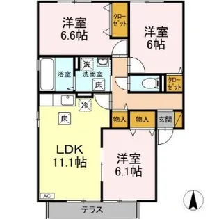 リシアンサス・ガーデン ビー【1階】の間取り
