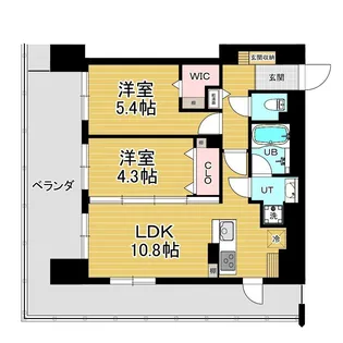 デュオヒルズ釧路【6階】の間取り