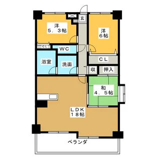 ツインコート大矢知【2階】の間取り