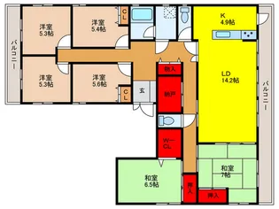 ハイエストキャッスルマンション【5階】の間取り