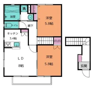 カサロサ ペット(犬・猫)【2階】の間取り