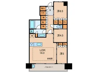 グランマークス ツインフォートA棟【5階】の間取り