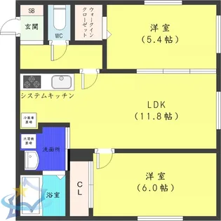 グランメールクレール苗穂【2階】の間取り
