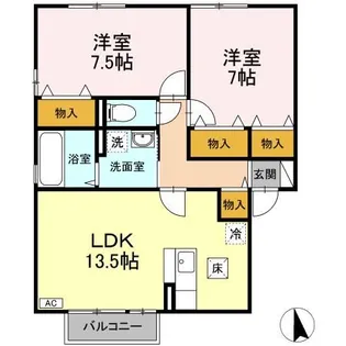 キャトルスクアール本宮 C【1階】の間取り