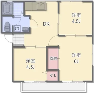 大西ハイツ【2階】の間取り
